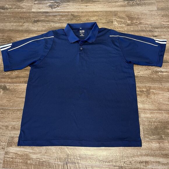 Adidas Golf Polo Shirt Men's XL Blue Climalite Stretch Short Sleeve Rugby Collar - Picture 2 of 13
